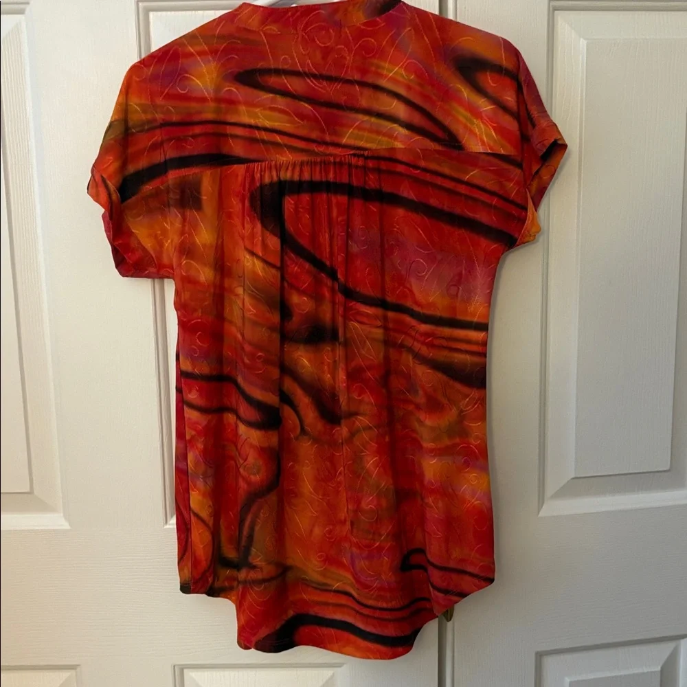 NWOT Cocomo Beautiful Multi-color Blouse Embellished w/Gold Studs & Buttons - M - Picture 7 of 17